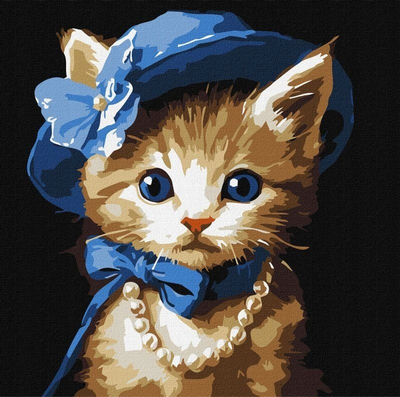 Set pikturimi me numra Ideyka The Cat with the Hat, kanavacë, për fëmijë dhe të rritur, shumëngjyrësh