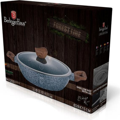 Tavë pjekjeje Berlinger Haus BH 1203, 28 cm, shtresë graniti, me kapak xhami, gri