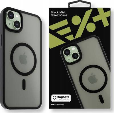 Kuti mbrojtëse Next One Mist Shield MagSafe, për iPhone 15, gjysmë e tejdukshme, e zezë