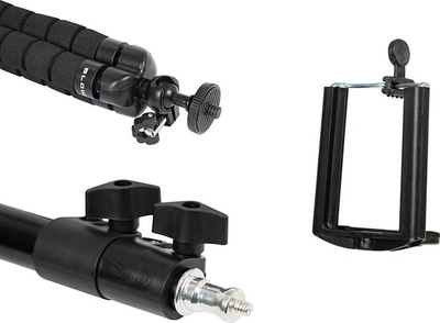 Tripod për telefon Blow BS18, set me 2 tripodë, mbajtës telefoni, i zi