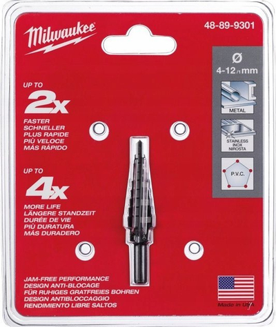 Freza shkallore Milwaukee 48-89-9301, 4-12mm, 9 hapa, e zezë