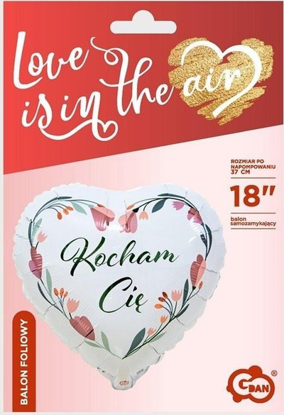 Balonë folie GoDan I Love You, zemër, 18", e bardhë