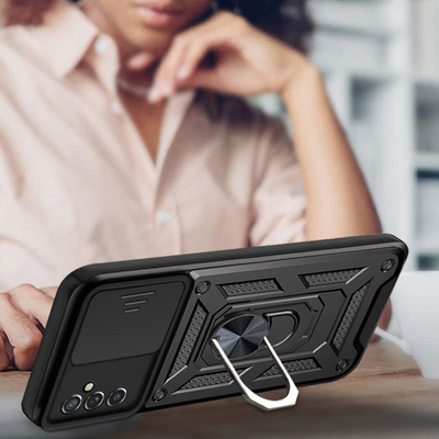 Mbulesë telefoni Hybrid Armor Camshield për Samsung Galaxy A13 5G, me unazë magnetike, kapak kamere, blu