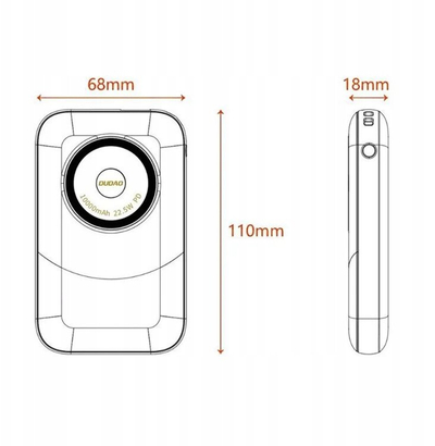 Powerbank Dudao K21 Mini, 10000mAh, 22.5W, gri
