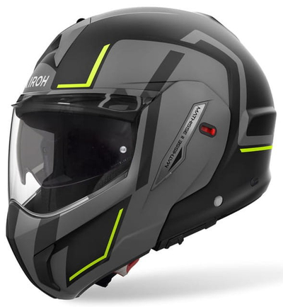 Helmetë moto Airoh Mathisse II Genius, modulare, madhësia M, zi gri verdhë