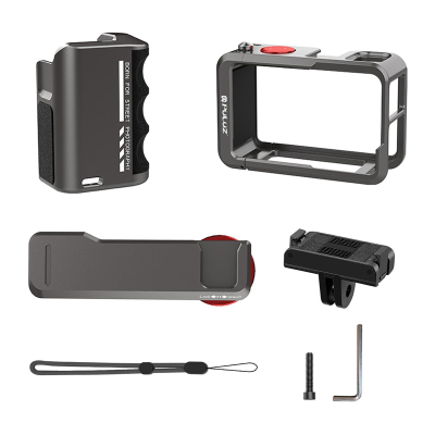 Kuti mbrojtëse metalike Puluz PU1058TS, me dorezë, për DJI Osmo Action 5 Pro 4 3, gri