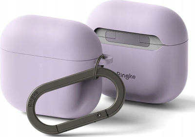 Mbulesë silikoni Ringke për Apple AirPods 4, me karabinë, vjollcë e hapur