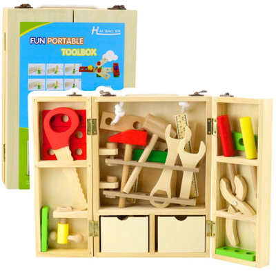 Set veglash druri për kalamajt Little Handyman, 35 pjesë, kuti me dorezë litar