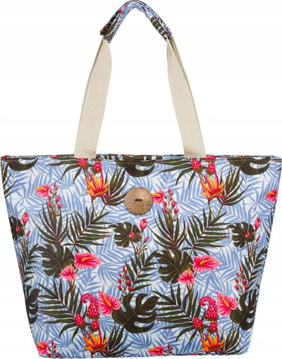 Çantë shëtitje për femra Tropical, e madhe, material tekstili, shumëngjyrëshe