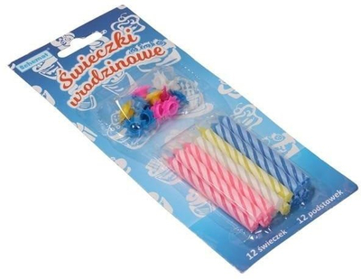 Qirinj ditlindje “Premium Birthday Candles”, set me 12 copë, me mbajtëse