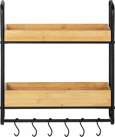 Raft muri Home24 Loft I, stil industrial, dru e hekur, kafe