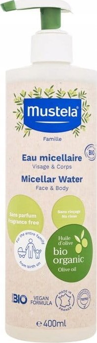 Ujë micelar Mustela Organic, për fytyrë edhe trup, bio, 400 ml