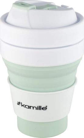 Gotë udhëtimi Kamille Folding, silikoni i palosshëm, 350 ml, e bardhë jeshile