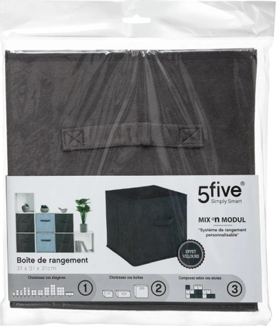 Kuti ruajtëse 5five STORAGE BOX VELVET, 31x31x31 cm, material velvet, gri e errët