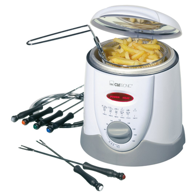 Fritezë dhe set fondue Clatronic FFR 2916, 1L, termostat i rregullueshëm, e bardhë