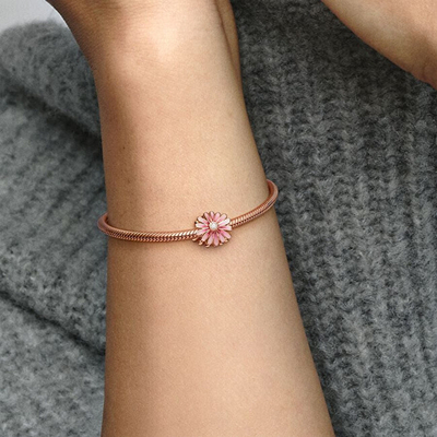 Aksesor për byzylyk Pandora Pink Daisy 788775C01, rozë