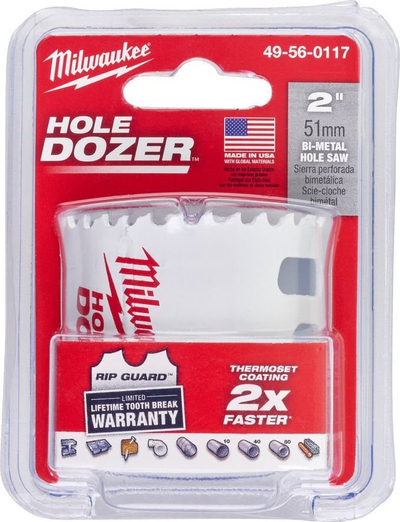 Sharë rrethore Milwaukee Hole Dozer, 2" 51mm, bi-metal, e bardhë