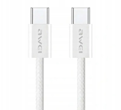 Kabllo karikimi Awei CL-219T, USB-C në USB-C, 60W, 1m, e bardhë