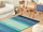 Tapet drejtkëndor Multicolour, lesh dhe pambuk, 140 x 200 cm, blu me vija