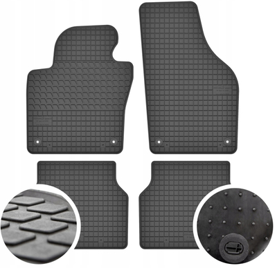 Tapete gome për veturë Frogum VW Tiguan I, set 4 copë, me stoppers, të zeza