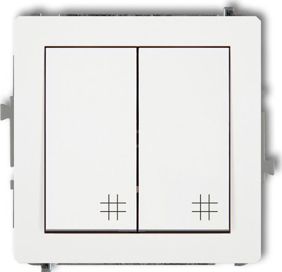 Ndërprerës i dyfishtë kryq Karlik Deco, montim i fshehtë, White Gloss, i bardhë