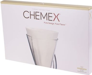 Филтри од хартија за кафе Chemex Half Moon, 3 шолји, 100 парчиња, бели