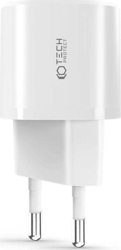 Karikues muri Tech-Protect THP1555, 1x USB-A, 1x USB-C, 3A, i bardhë