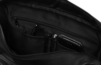 Çantë laptopi unisex pa brend, lëkurë natyrale, deri 14", e zezë
