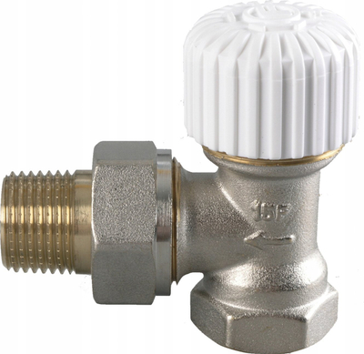 Термостатски вентил за радијатори SFK 15-01, аголен 1/2", M30x1.5, бел