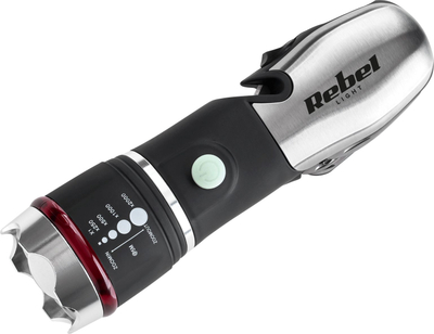 Elektrik makine Rebel Flashlight, multifunksional, me thikë edhe çekan sigurie, i zi