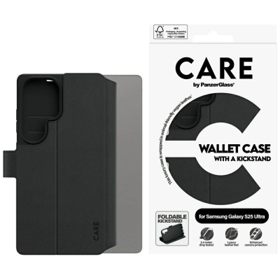 Kuti telefoni CARE by PanzerGlass Wallet Case, për Samsung Galaxy S25 Ultra, me këmbë mbështetëse, e zezë