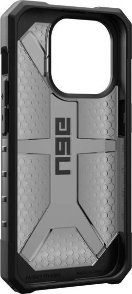 Mbrojtëse telefoni UAG Plasma për iPhone 15 Pro, rezistente ndaj goditjeve, transparente, ngjyrë hiri