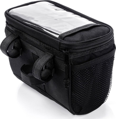 Çantë timoni biçiklete Meteor Batura, 3.5L, xhep transparent për telefon, ngjyrë e zezë
