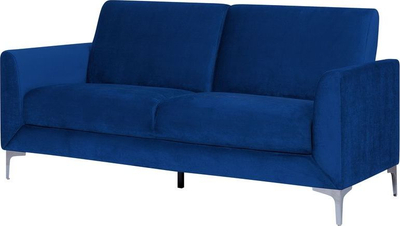 Divan 3-vendësh Beliani Fenes, kadife, këmbë metal, blu navy