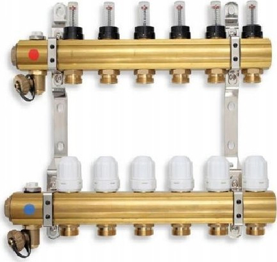 Manifold ngrohje Ferro TG.F.ROZ.RZP12S, 12 dalje, me valvola termostatike dhe flowmeter