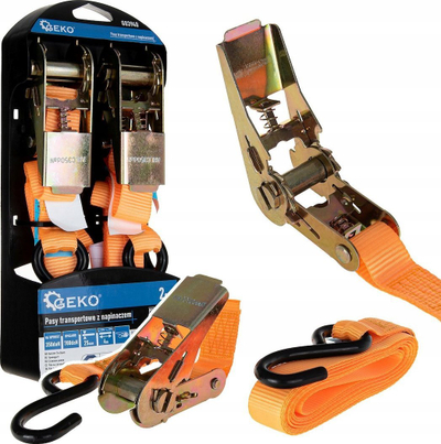 Rrip transporti GEKO G02940, me ratchet, set 2 copë, portokalli