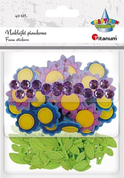 Ngjitëse shkumë Titanum Foam Stickers Mix, 40 copë, forma lulesh, shumëngjyrëshe