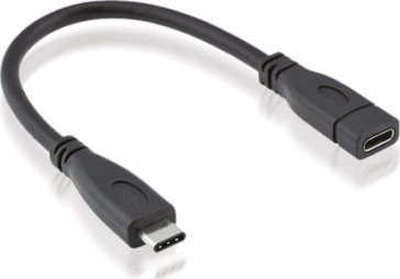 Kabllo zgjatëse USB Roline, USB C mashkull në USB C femër, USB 3.1, 15 cm, e zezë
