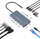 HUB USB C Wozinsky WDS03Y5S, 14 me 1, 3 ekrane 4K, 15 cm, gri