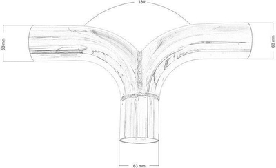 Tub shkarkimi TurboWorks Y-pipe, 63 mm, 180°, inox