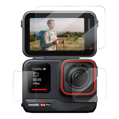 Xham mbrojtës Telesin për Insta360 Ace Pro, 9H, set për ekran dhe lente, transparent