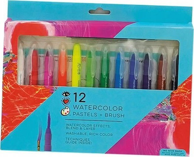 Set akuareli me pastelë Watercolor Pastel Set, 12 copë, me furçë druri, multingjyrësh