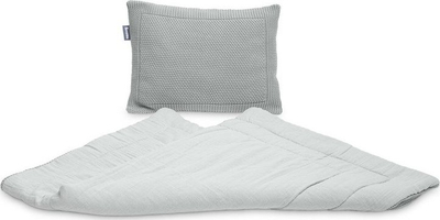 Set krevat për kalamaj Sensillo Knitted Crib me muslin, 2 pjesë, gri