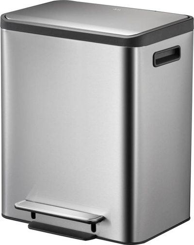 Kosh plehrash me pedale EKO EcoCasa Step Bin, 2 x 15L, inoks, ngjyrë argjendi