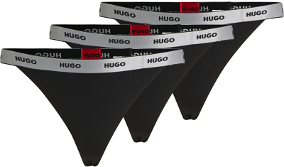 Set mbathje për femra Hugo Boss String, 3 palë, të zeza