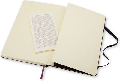 Fletore Moleskine Classic, kapak i fortë, Large 5 x 8.25", me katrorë, e zezë