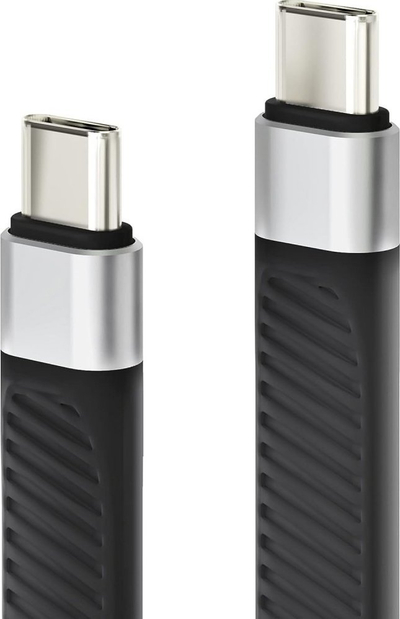 Kabllo USB Techly ICOC-USBC-FL-U4, USB4 Gen 2x2, 0.12m, e zezë