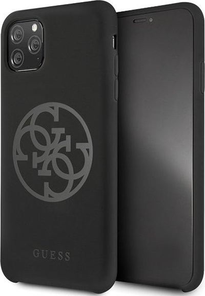 Kuti telefoni Guess 4G Silicone për iPhone 11 Pro Max, silikon, kapak i fortë, e zezë