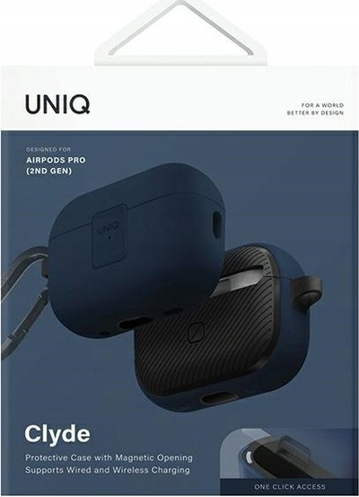 Mbulesë Uniq Clyde Lock Case për AirPods Pro 2, 2022 2023, blu gri e errët