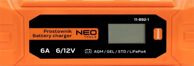 Karikues baterie NEO Automatic Rectifier 6A 100W, 3 150Ah, për bateri plumbi AGM GEL LiFePO4
